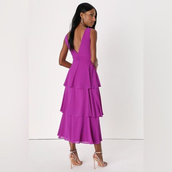 Lulu's Purple Midi Dress - Picture 3 of 12